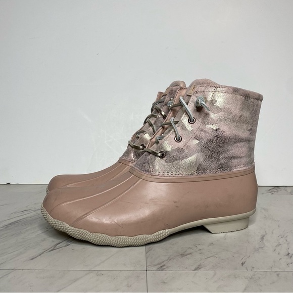 Sperry Saltwater Pink Camo Waterproof Duck Boot 12 - Picture 14 of 14